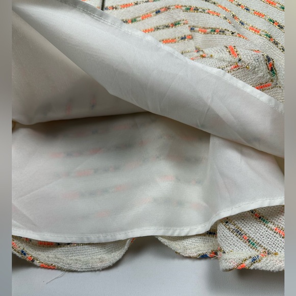 NWT Maeve Anthropologie tweed textured skirt w/ neon/metallic stripes. Size 12 - Picture 5 of 11